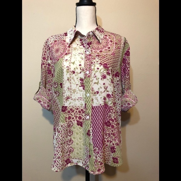 3/$25 Sale🎈Emma James floral vintage button down shirt , size 16 - Picture 1 of 8